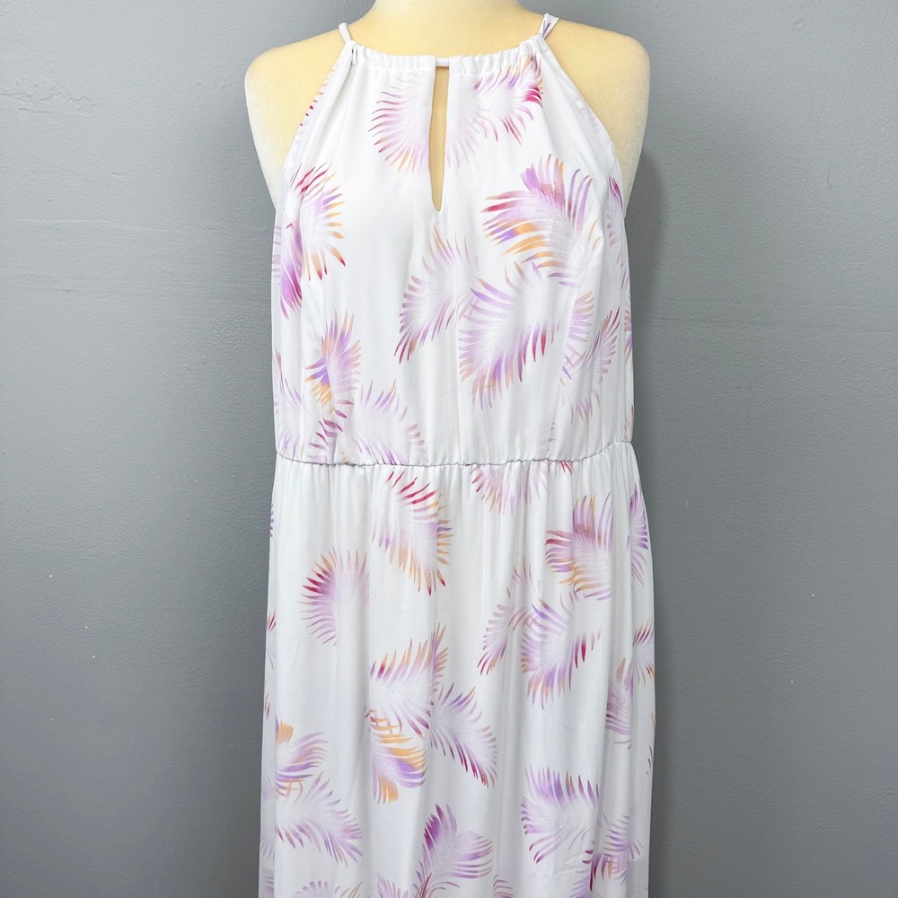 Torrid White Maxi Dress Womens Plus Size 3X Tropical Palm Print Sleeveless Flowy - Picture 3 of 11